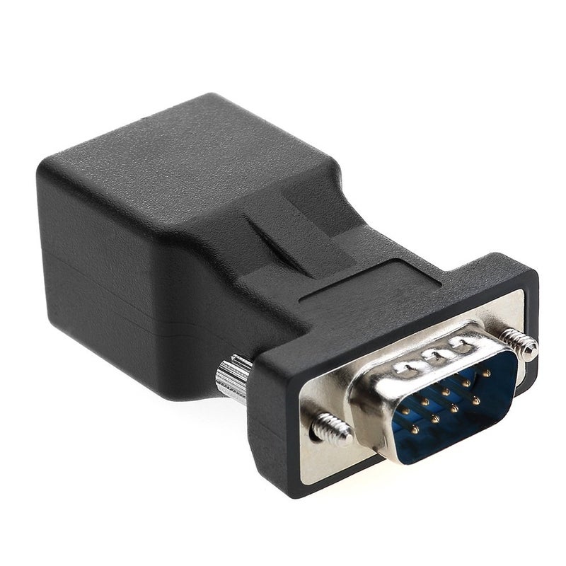 LFHUKEJI RJ45 to RS232,DB9 9-Pin Serial Port Female to RJ45 Female Cat5e/6 Ethernet LAN Extend Adapter - Image 1